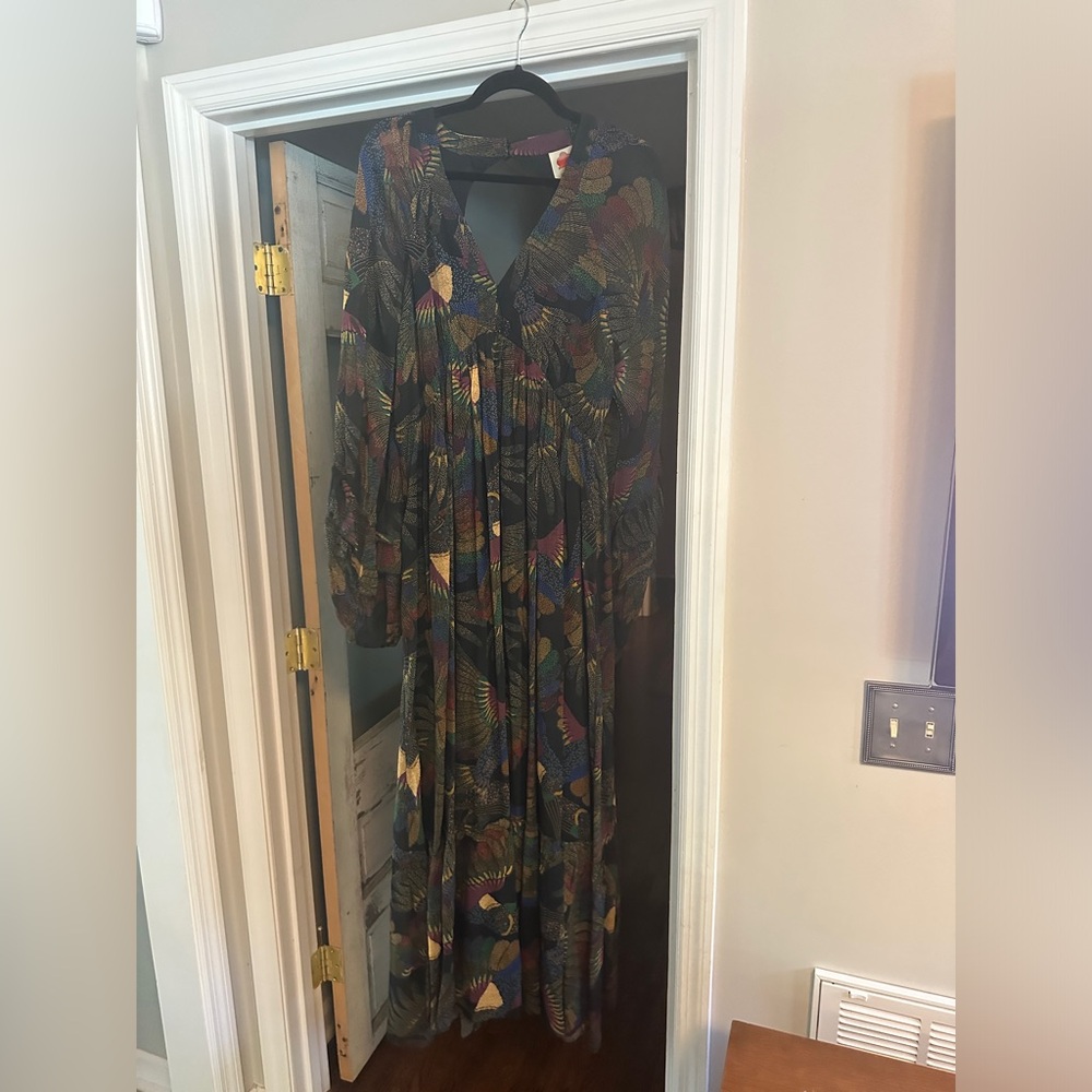Borogodo Toucan Maxi Dress size Large open back - Picture 9 of 10